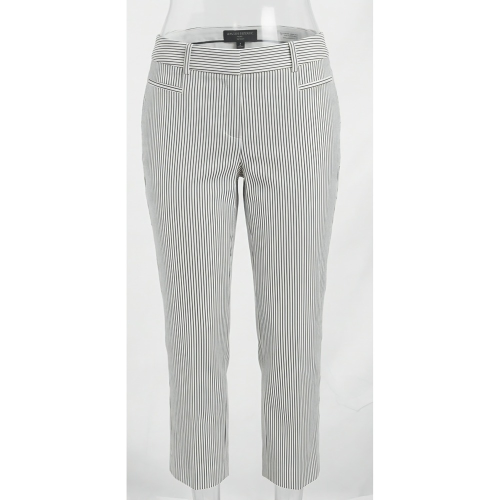 Banana Republic Sloan Pinstripe Ankle Pants White/Black Sz 6